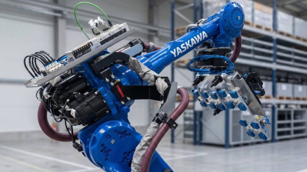 Roboterapplikation für Kunststoffdübel, Palettierung und Spritzgussautomatisierung